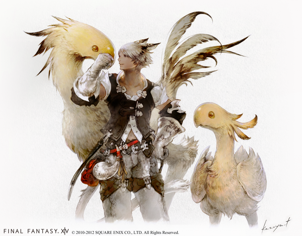 FFXIV A Realm Reborn Chocobo and Miqo'te
