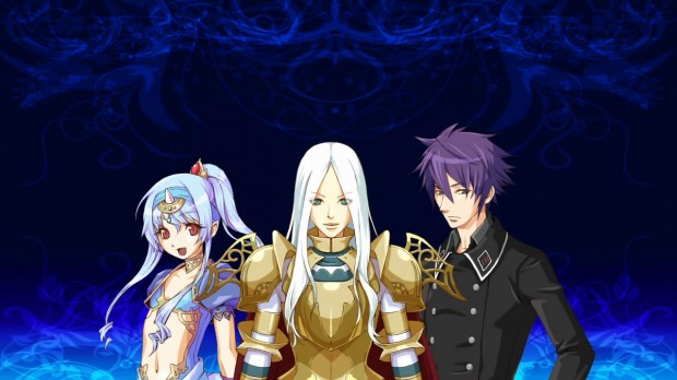 (From left to right) Yuinika, Reiya, and Raud—the three main playable characters Knight of the Earthends