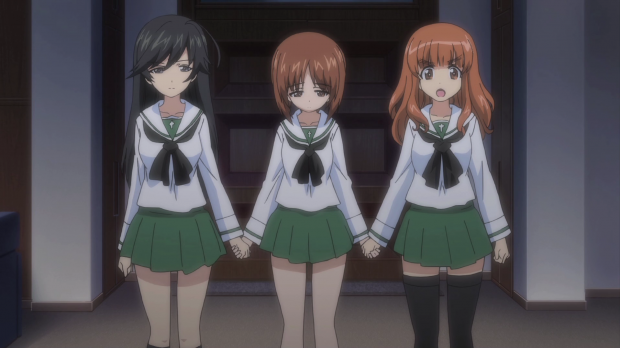 Girls und Panzer Hana, Miho, and Saori Confronting the Student Council