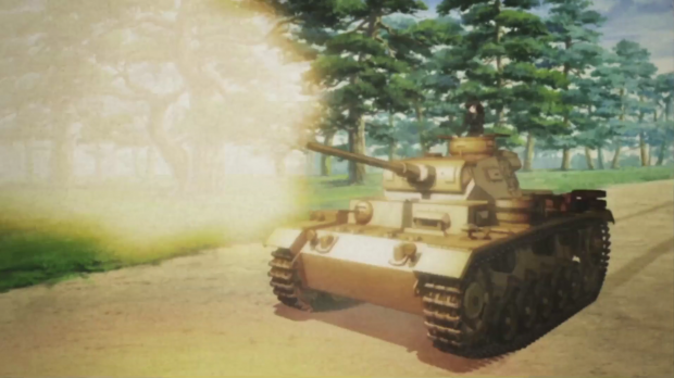 Girls und Panzer Tankery Woman Firing Cannon