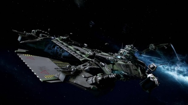 Larger player ships should be bigger than the fighter on the right but smaller than the Bengal-class carrier in the center.