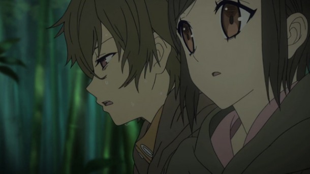 Shin Sekai Yori - Satoru and Saki in the forest. Shin Sekai Yori - Satoru and Saki in the forest.