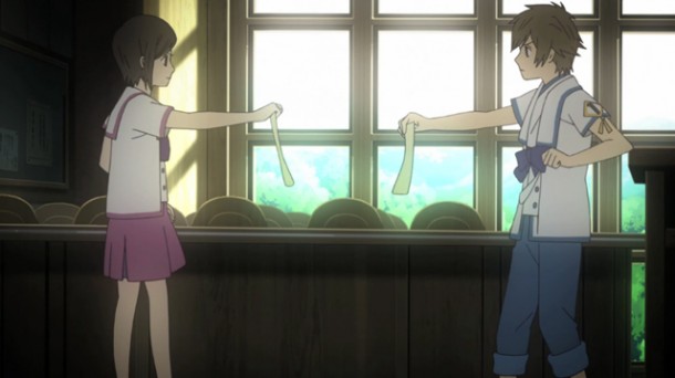 Shin Sekai Yori - Saki and Satoru at school. Shin Sekai Yori - Saki and Satoru at school.