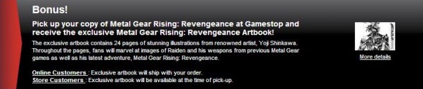 Metal Gear Rising Revengeance Preorder bonus art book